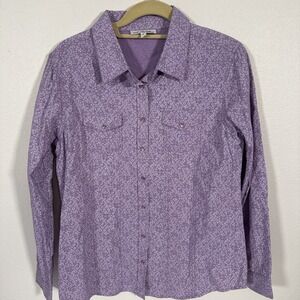 Back In The Saddle‎ Sm Floral Western Shirt Pearl Snap Up Purple Cowgirl Z1